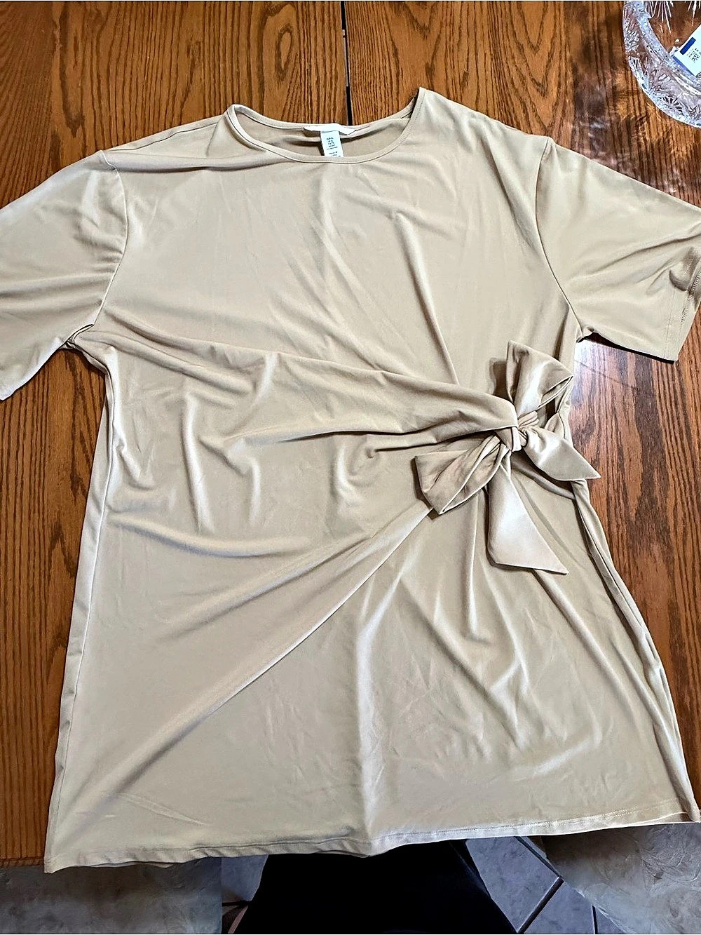 H&M Beige Tie-Waist Mini Dress Size XL
